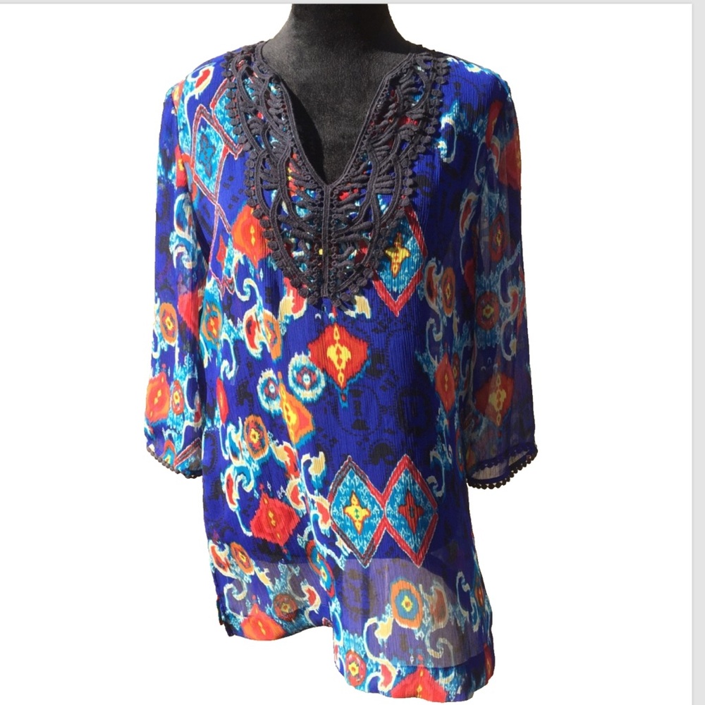 Jones New York Floral Semi Sheer Tunic